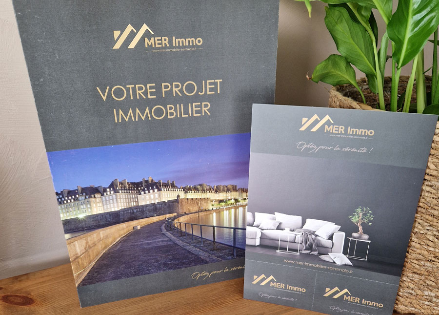 Création d'une plaquette pour l'agence MER Immobilier à Saint-Malo